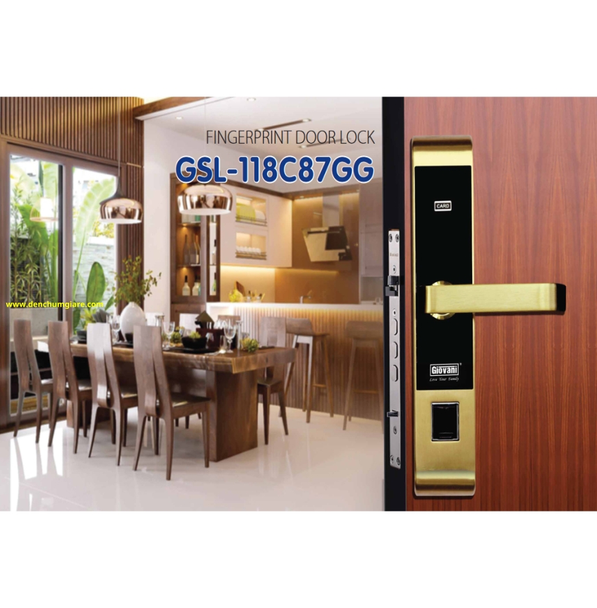 Khoá vân tay cửa gỗ, khoá cửa gỗ GIOVANI GSL-118C87GG tiêu chuẩn Hàn Quốc với 5 tính năng nổi bật