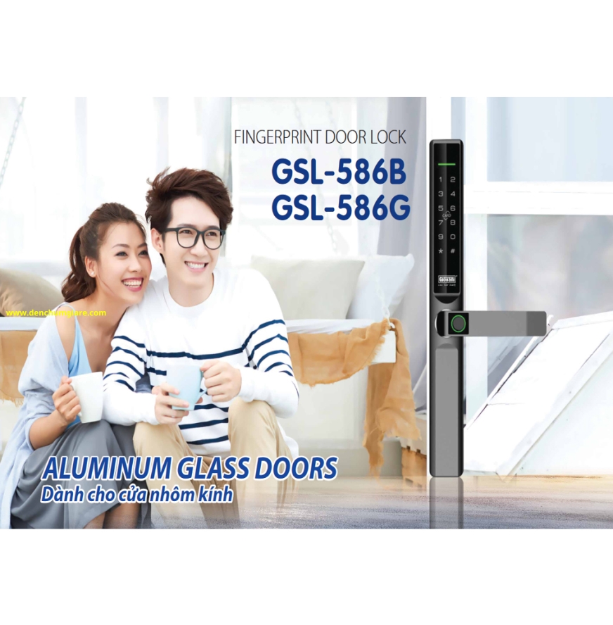 Khoá vân tay cửa nhôm GIOVANI GSL-586Gold/Black tiêu chuẩn Hàn Quốc với 5 tính năng nổi bật