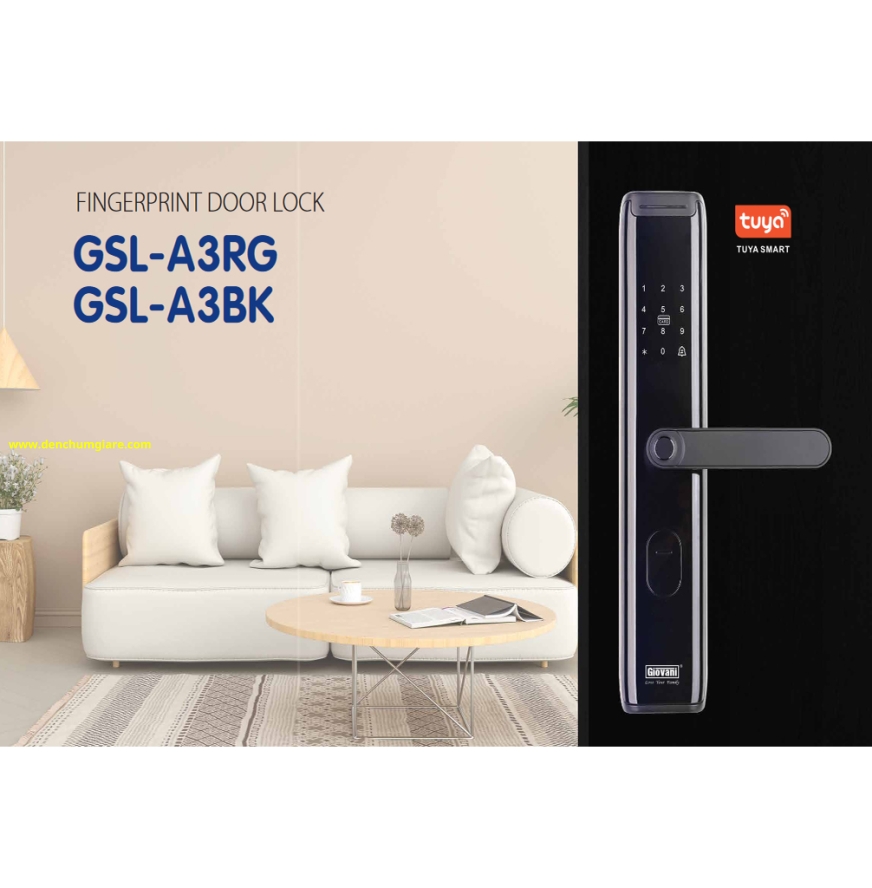 Khoá vân tay cửa gỗ, khoá cửa gỗ GIOVANI GSL-A3RG/ GSL-A3BK tiêu chuẩn Hàn Quốc với 5 tính năng nổi bật