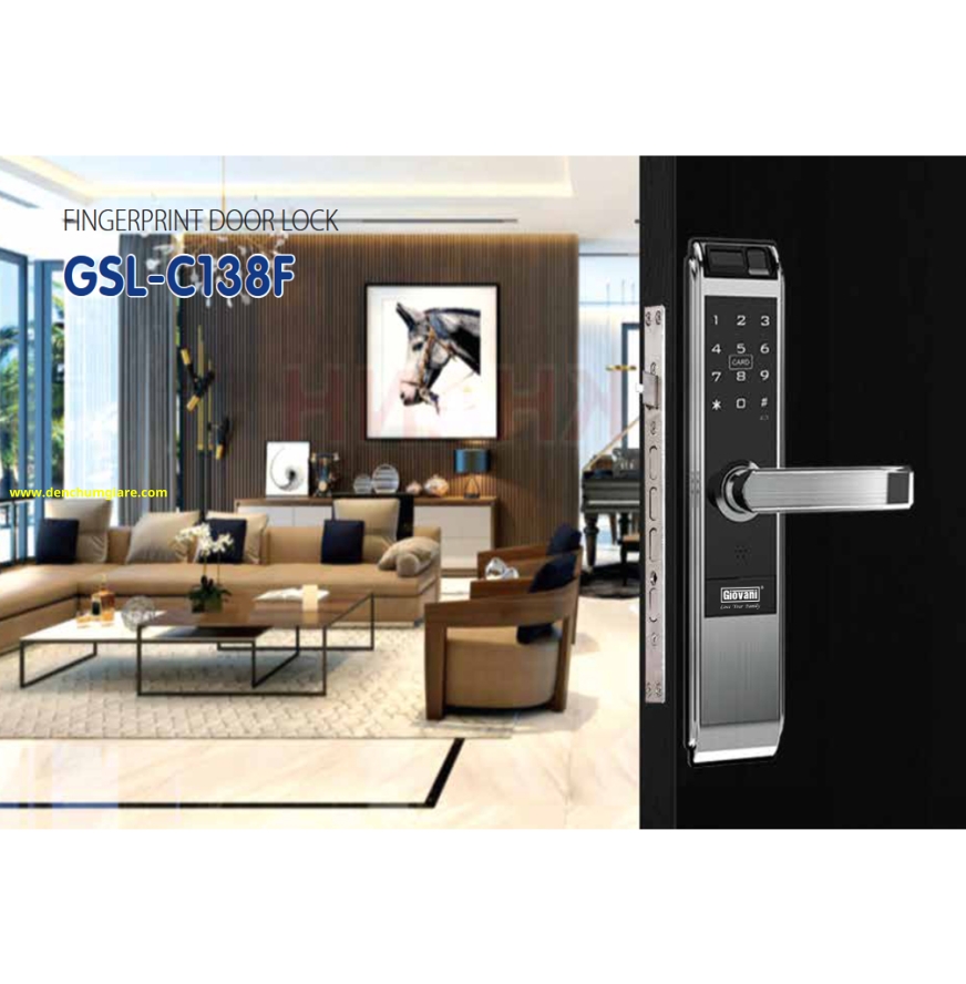 Khoá vân tay cửa gỗ, khoá cửa gỗ GIOVANI GSL-C138F tiêu chuẩn Hàn Quốc với 5 tính năng nổi bật
