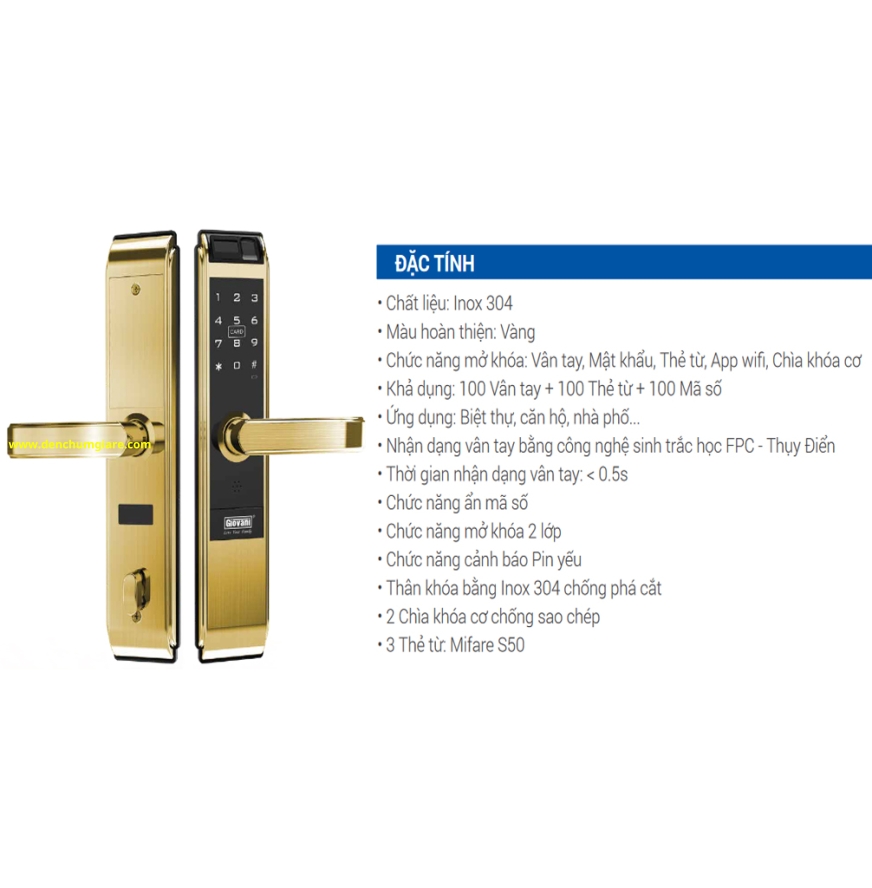 Khoá vân tay cửa gỗ, khoá cửa gỗ GIOVANI GSL-C138FG tiêu chuẩn Hàn Quốc với 5 tính năng nổi bật