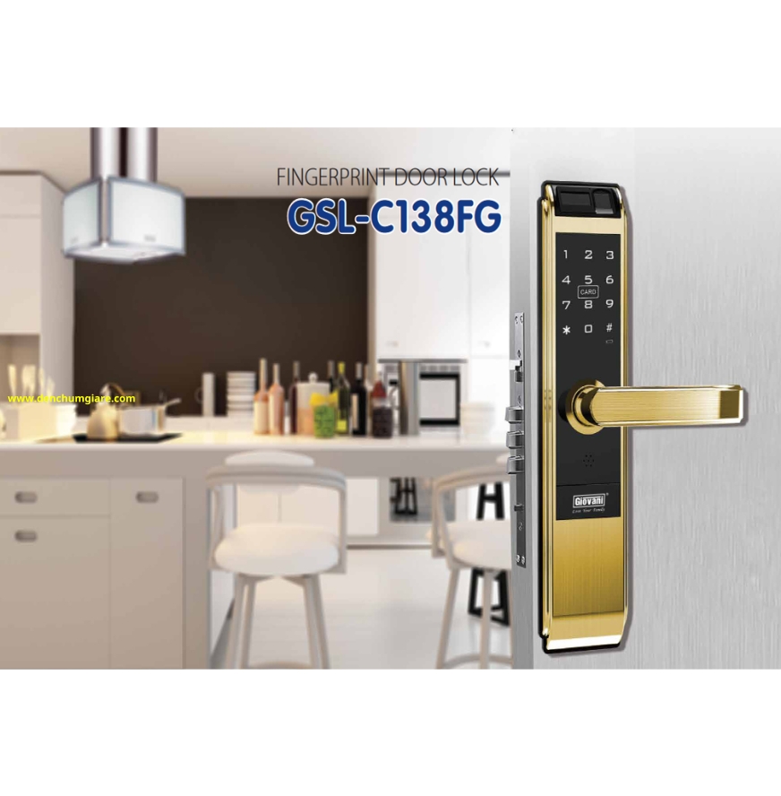 Khoá vân tay cửa gỗ, khoá cửa gỗ GIOVANI GSL-C138FG tiêu chuẩn Hàn Quốc với 5 tính năng nổi bật