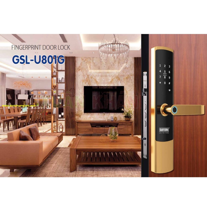 Khoá vân tay cửa gỗ, khoá cửa gỗ GIOVANI GSL-U801G tiêu chuẩn Hàn Quốc với 5 tính năng nổi bật