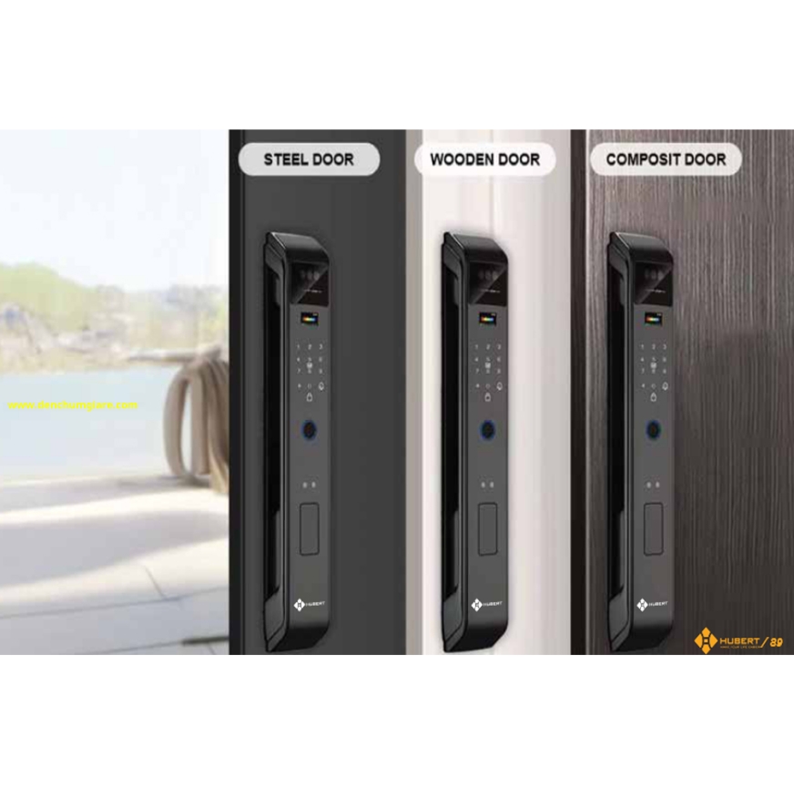 Khoá vân tay cửa gỗ HUBERT HB CG26F tiêu chuẩn Đức, Pin sạc Lithium với 7 tính năng nổi bật