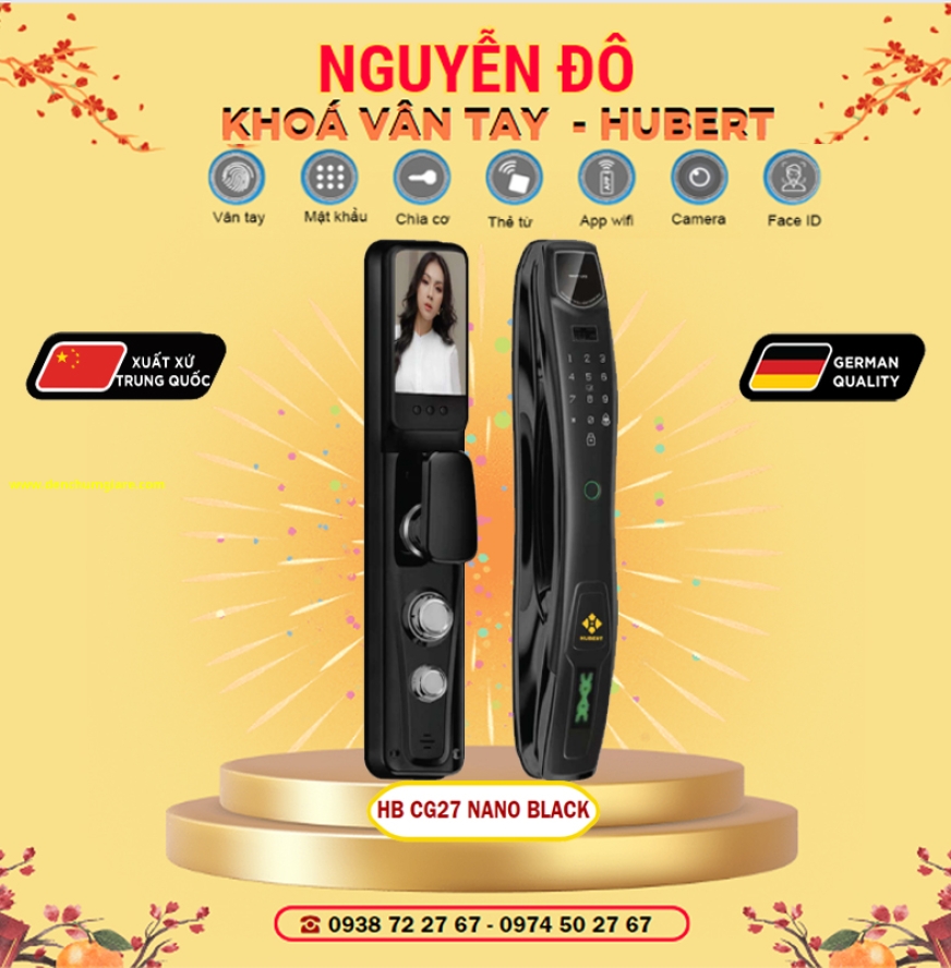 Khoá vân tay cửa gỗ HUBERT HB CG27 tiêu chuẩn Đức với 8 tính năng nổi bật