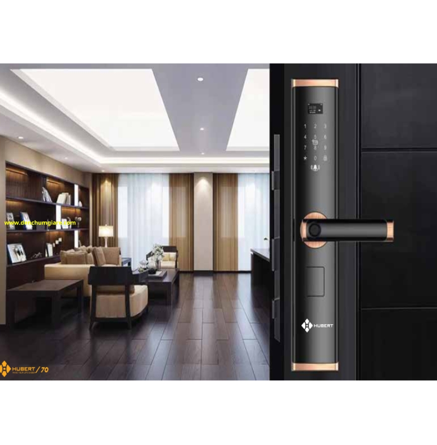 Khoá vân tay cửa gỗ HUBERT HB CG61 tiêu chuẩn Đức, Pin sạc Lithium với 5 tính năng nổi bật