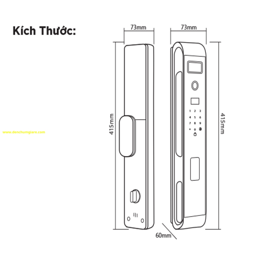 Khoá vân tay cửa gỗ HUBERT HB CG65 tiêu chuẩn Đức, Pin sạc Lithium với 5 tính năng nổi bật