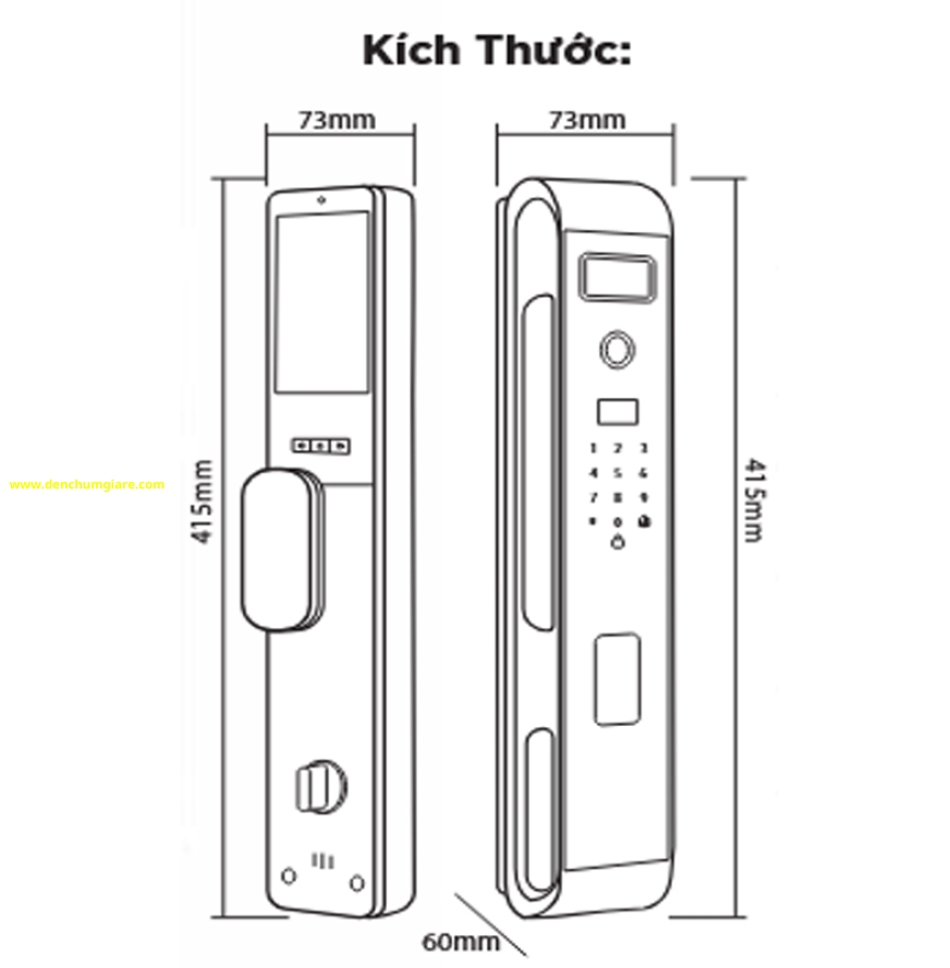 Khoá vân tay cửa gỗ HUBERT HB CG65VF tiêu chuẩn Đức, Pin sạc Lithium với 8 tính năng nổi bật