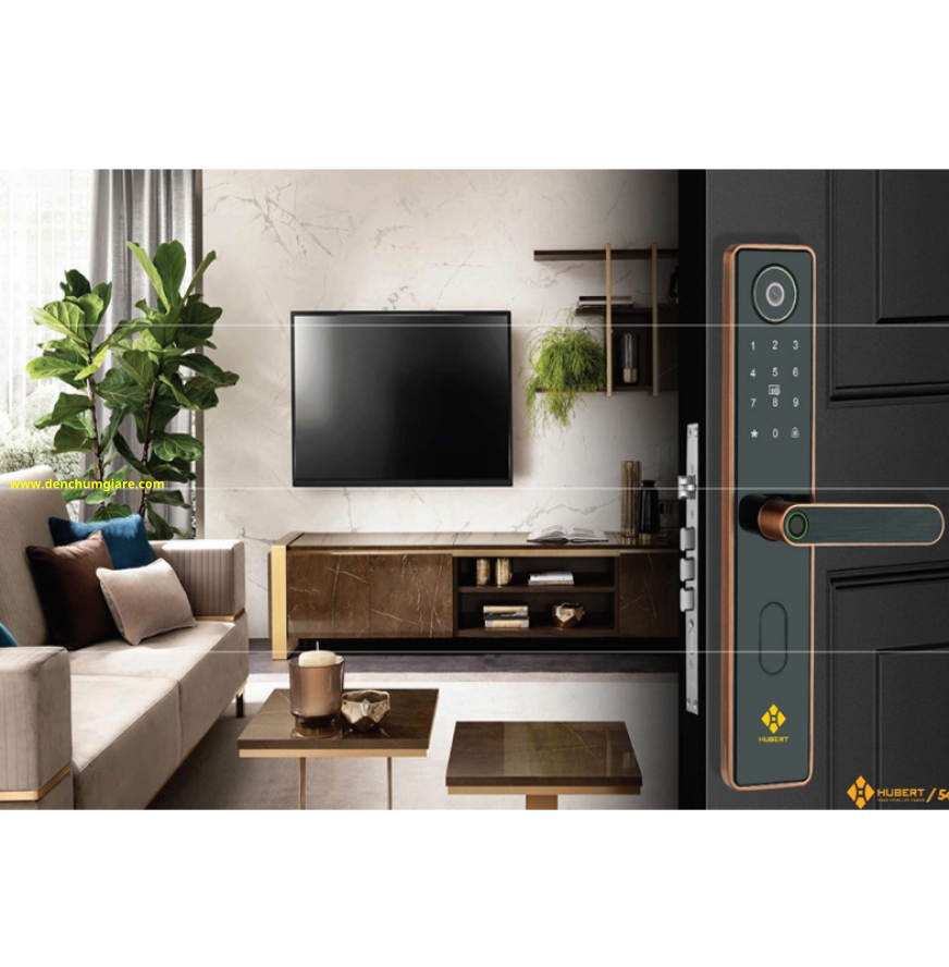 Khoá vân tay cửa gỗ HUBERT HB CG66 Black/Copper tiêu chuẩn Đức với 6 tính năng nổi bật