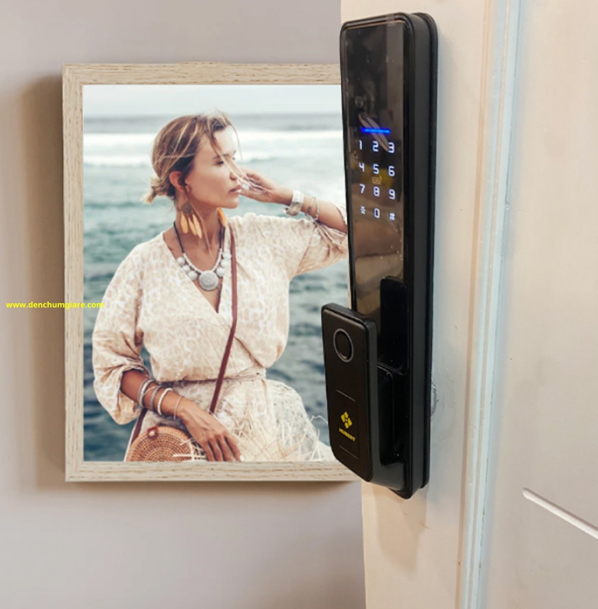 Khoá vân tay cửa gỗ HUBERT HB CG67MINI Black/Copper tiêu chuẩn Đức với 5 tính năng nổi bật