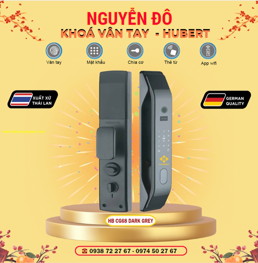 Khoá vân tay cửa gỗ HUBERT HB CG68 Copper tiêu chuẩn Đức với 5 tính năng nổi bật
