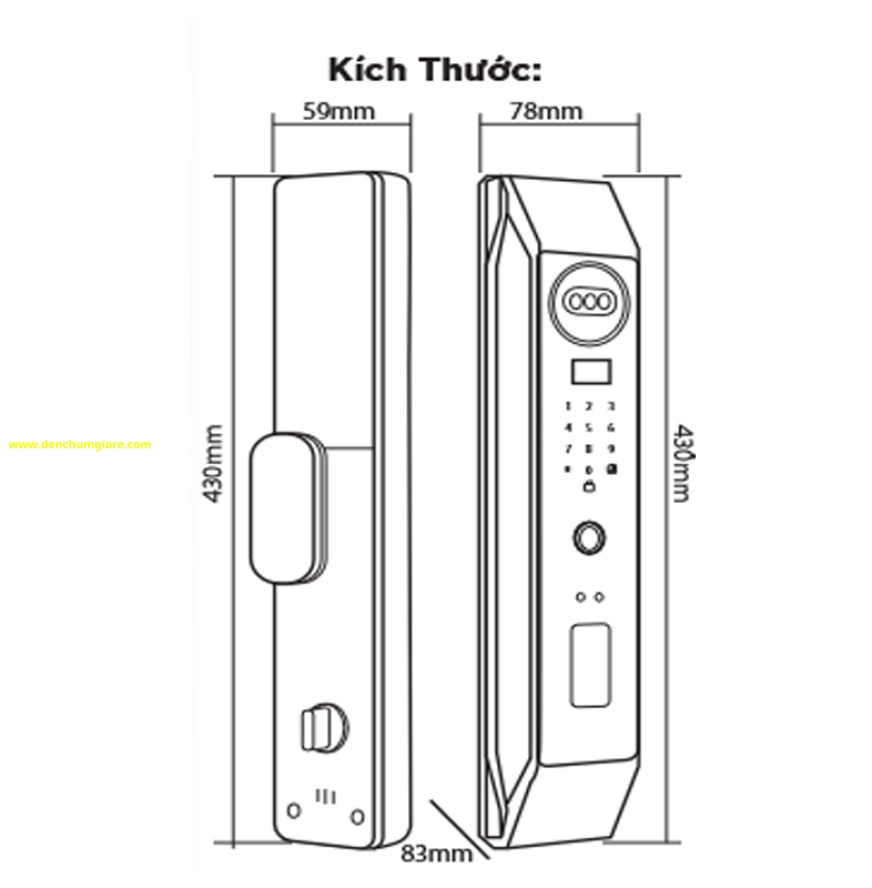 Khoá vân tay cửa gỗ HUBERT HB CG80F tiêu chuẩn Đức, Pin sạc Lithium với 8 tính năng nổi bật