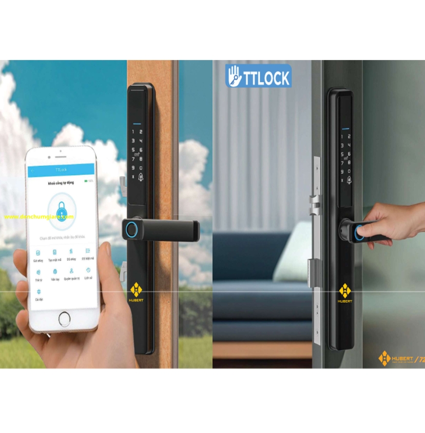 Khoá vân tay cửa nhôm HUBERT HB CN21 Black tiêu chuẩn Đức với 6 tính năng nổi bật
