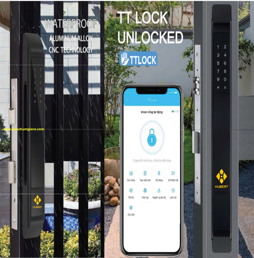 Khoá vân tay cửa nhôm HUBERT HB CN79 Black tiêu chuẩn Đức với 6 tính năng nổi bật