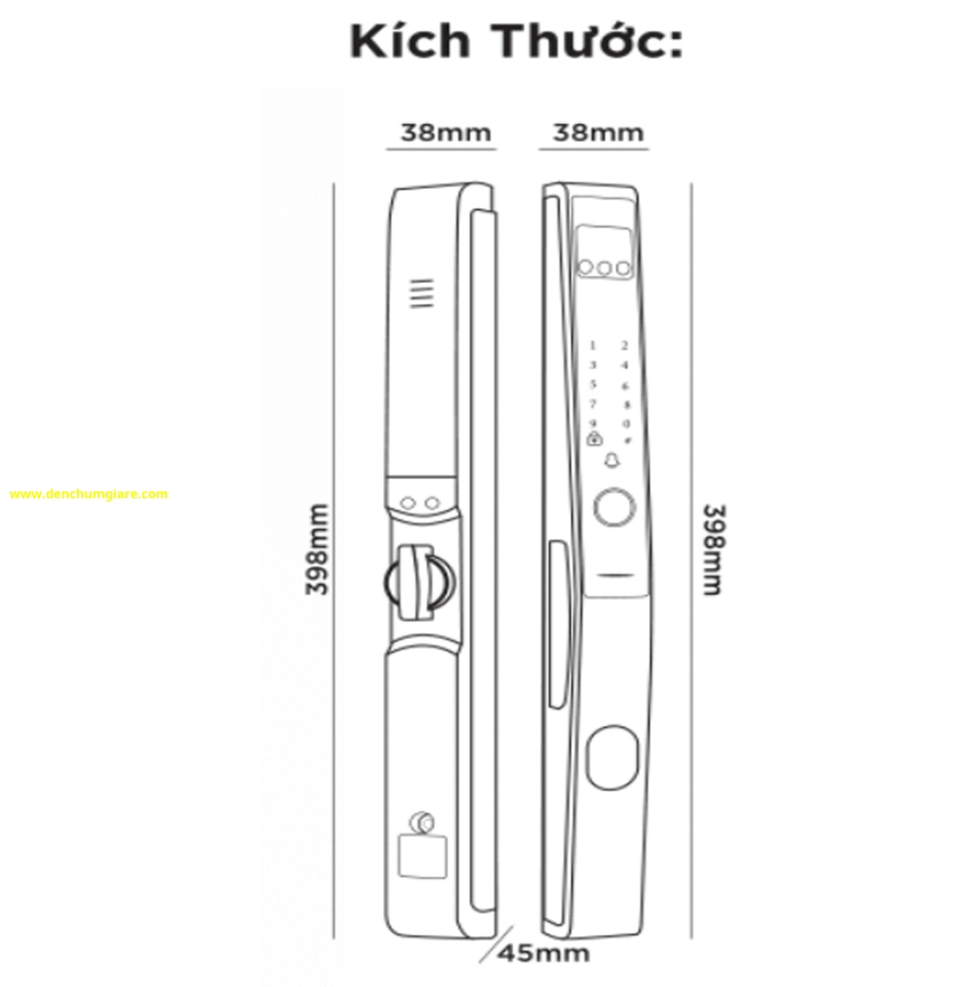 Khoá vân tay cửa nhôm HUBERT HB CN82F tiêu chuẩn Đức với 7 tính năng nổi bật