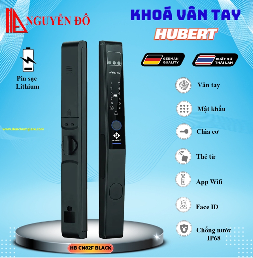 Khoá vân tay cửa nhôm HUBERT HB CN82F tiêu chuẩn Đức với 7 tính năng nổi bật