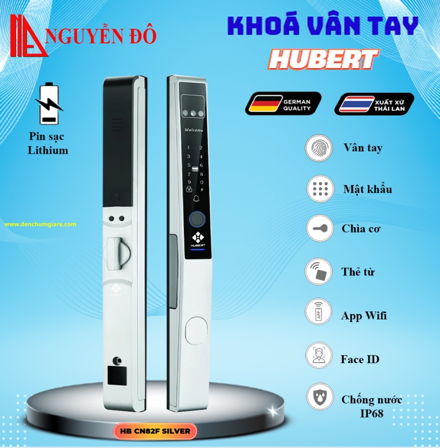 Khoá vân tay cửa nhôm HUBERT HB CN82F tiêu chuẩn Đức với 7 tính năng nổi bật