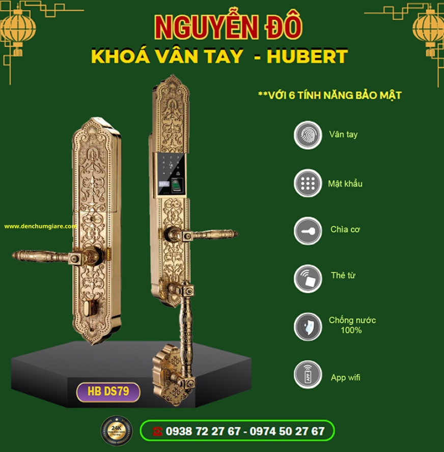  Khoá vân tay đại sảnh HUBERT HB DS79 Gold tiêu chuẩn Đức với 6 tính năng nổi bật