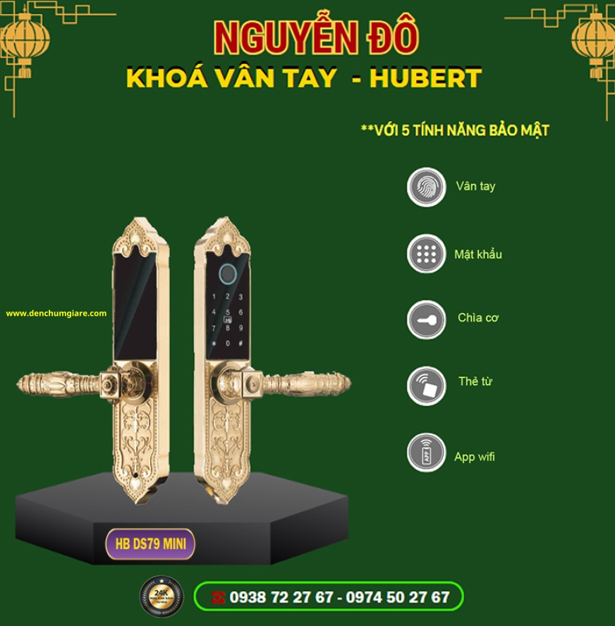 Khoá vân tay đại sảnh HUBERT HB DS79 GOLD MINI tiêu chuẩn Đức với 6 tính năng nổi bật