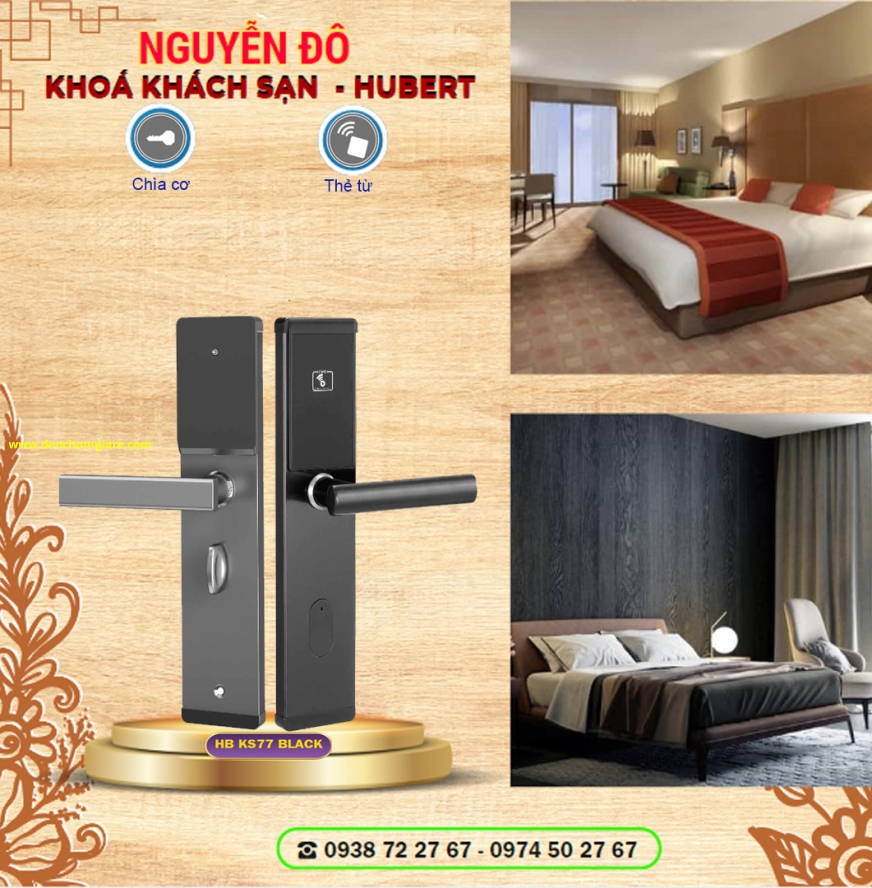 Khoá cửa khách sạn HUBERT HB KSCG77 Black/Copper tiêu chuẩn Đức chất liệu bằng thép không gỉ