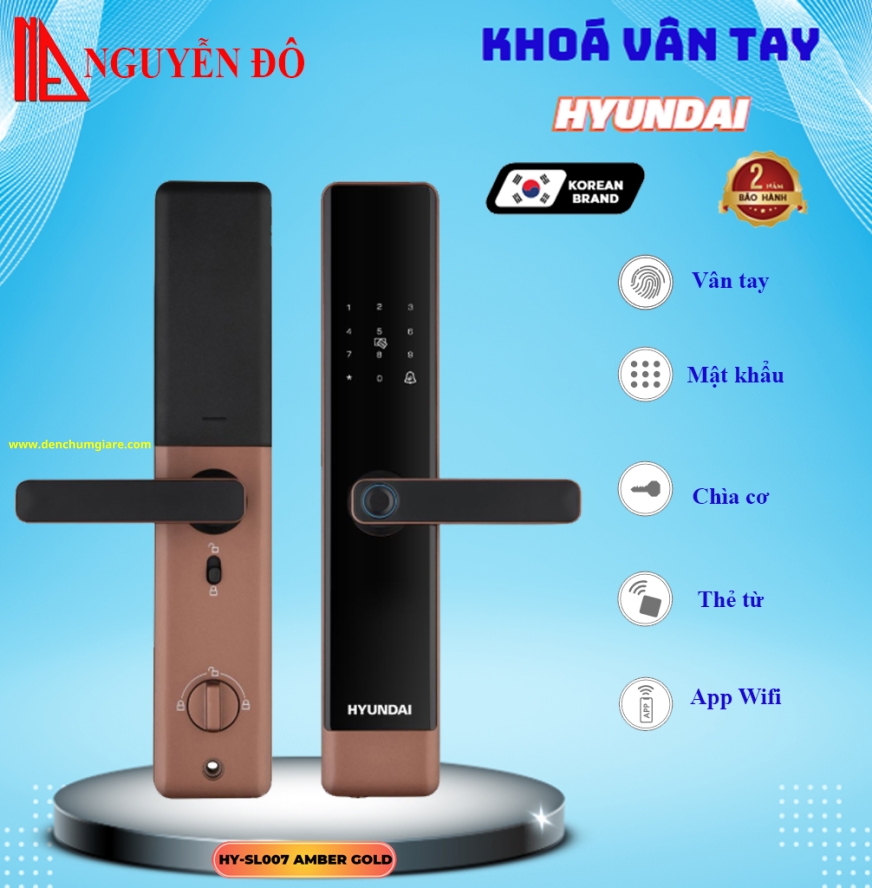 Khoá vân tay cửa gỗ, khoá cửa gỗ Hyundai HY-SL007 tiêu chuẩn Hàn Quốc với 5 tính năng nổi bật