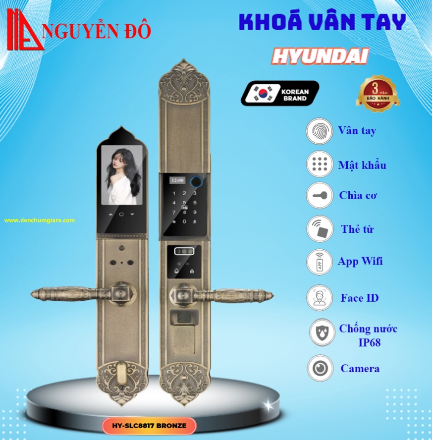 Khoá vân cửa đại sảnh Hyundai HY-SLC8817 BRONZE được thiết kế theo phong cách tân cổ điển và  tiêu chuẩn Hàn Quốc với 8 tính năng nổi bật 