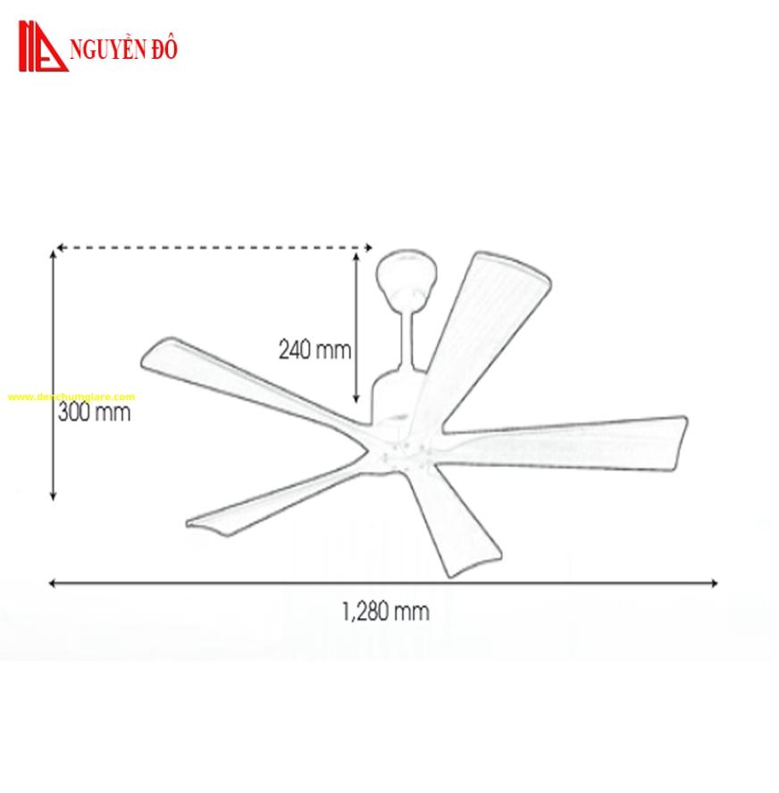 Quạt trần cánh gỗ 5 cánh QViFa – 106 công suất 40W, động cơ DC tiết kiệm điện, điều khiển từ xa bằng Remote