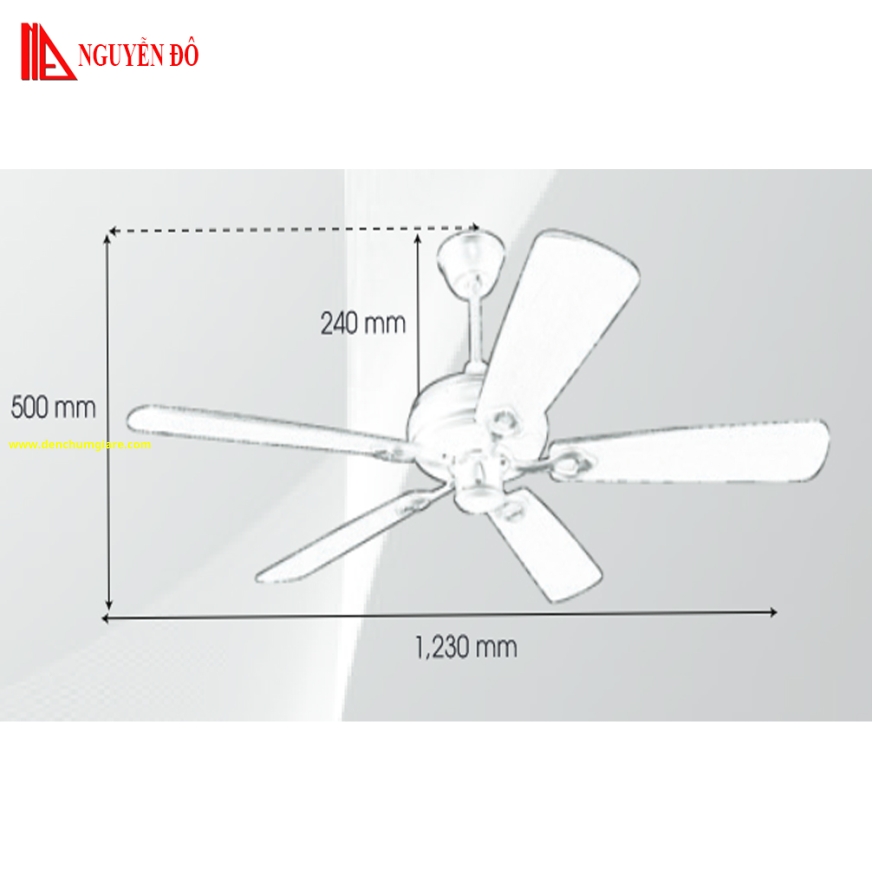 Quạt trần cánh gỗ 5 cánh QViFa – 109 công suất 40W, động cơ DC tiết kiệm điện, điều khiển từ xa bằng Remote