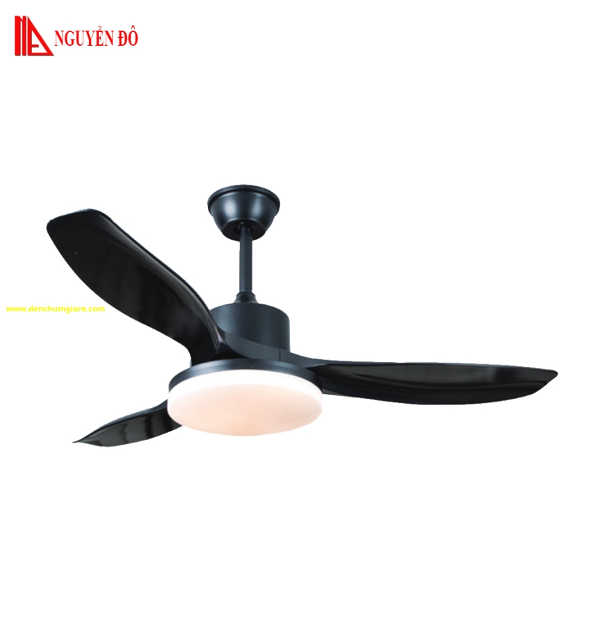 Quạt trần cánh nhựa có đèn QViFa – 14/Đen công suất 40W, động cơ DC tiết kiệm điện, đèn led 3 chế độ ánh sáng, điều khiển từ xa bằng Remote