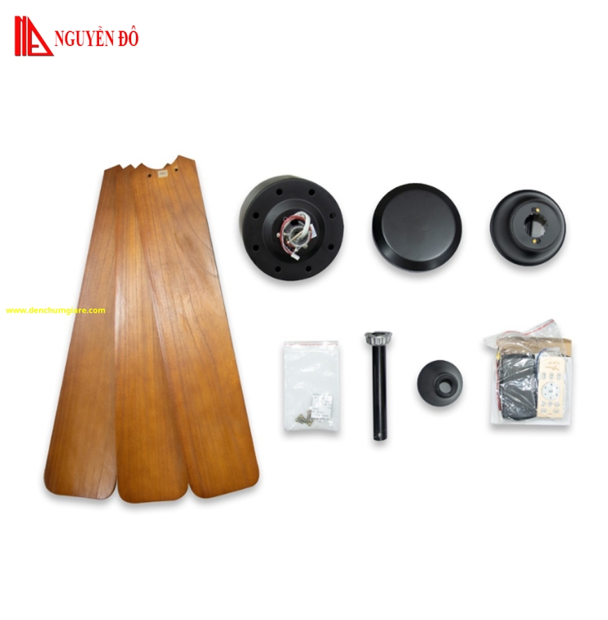 Quạt trần cánh gỗ 3 cánh QViFa – 41 công suất 40W, động cơ DC tiết kiệm điện, điều khiển từ xa bằng Remote