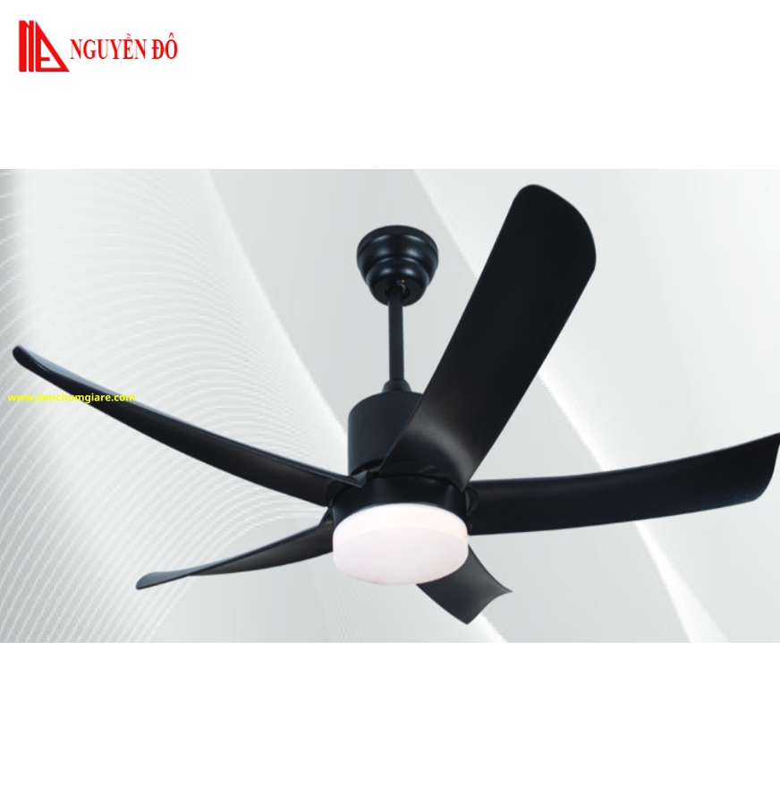 Quạt trần cánh nhựa có đèn QViFa - 410/Đen công suất 40W, động cơ DC tiết kiệm điện, đèn led 3 chế độ ánh sáng, điều khiển từ xa bằng Remote
