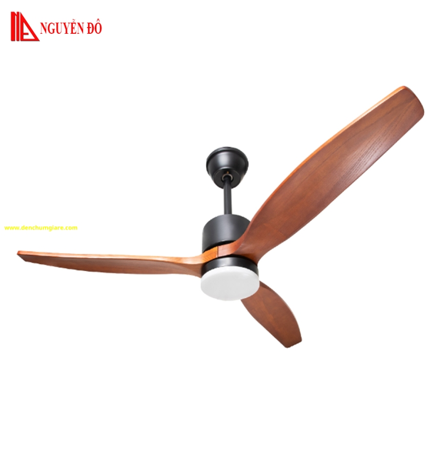 Quạt trần cánh gỗ có đèn QViFa - 42 công suất 40W, động cơ DC, đèn led 3 chế độ ánh sáng, điều khiển từ xa bằng Remote