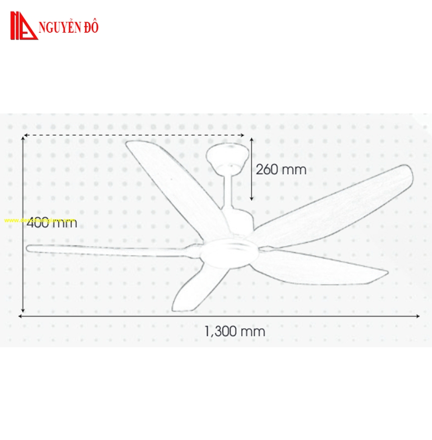 Quạt trần 5 cánh QViFa – 421 công suất 40W, động cơ DC tiết kiệm điện, điều khiển từ xa bằng Remote