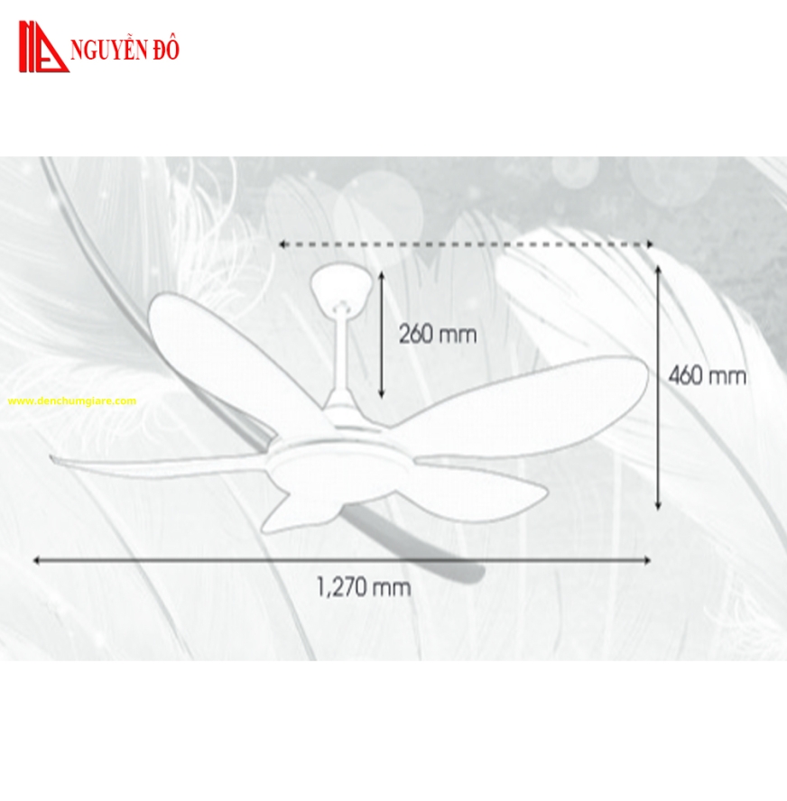 Quạt trần cánh nhựa có đèn QViFa - 54 công suất 40W, động cơ DC tiết kiệm điện, đèn led 3 chế độ ánh sáng, điều khiển từ xa bằng Remote