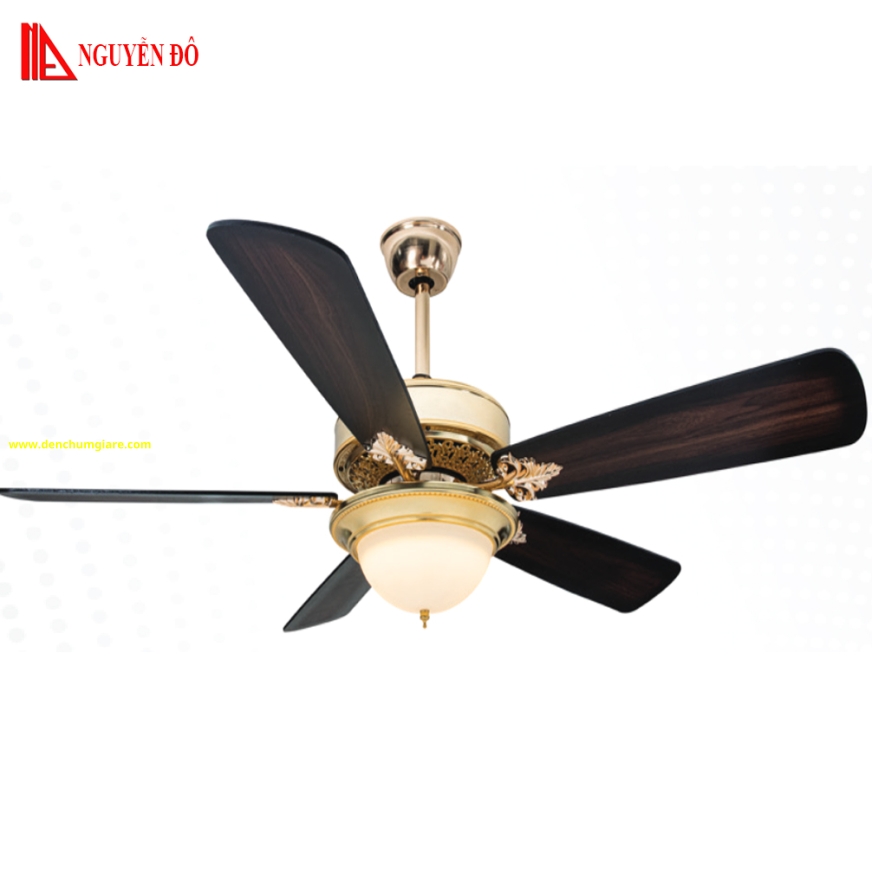 Quạt trần cánh gỗ có đèn QViFa – 600 công suất 40W, động cơ DC, đèn led 3 chế độ ánh sáng, điều khiển từ xa bằng Remote