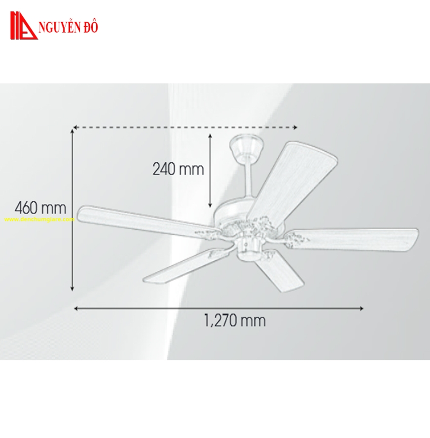 Quạt trần cánh gỗ 5 cánh QViFa – 604 công suất 40W, động cơ DC tiết kiệm điện, điều khiển từ xa bằng Remote