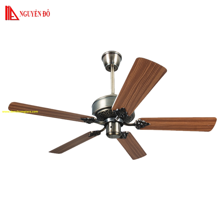 Quạt trần cánh gỗ 5 cánh QViFa – 604 công suất 40W, động cơ DC tiết kiệm điện, điều khiển từ xa bằng Remote