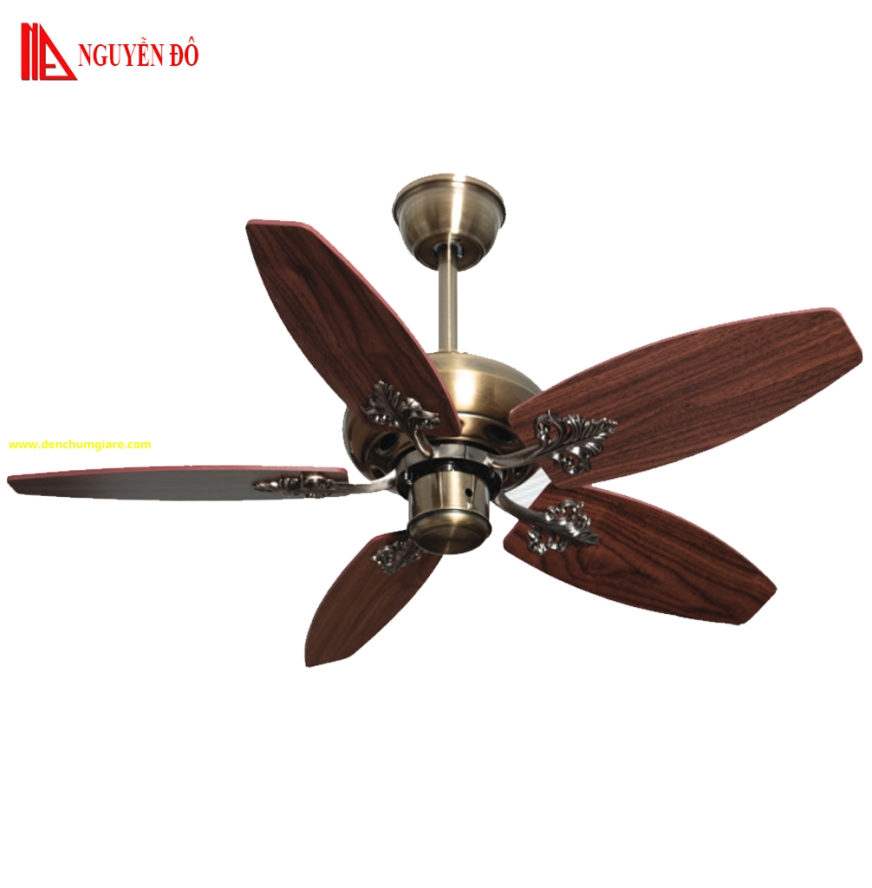 Quạt trần cánh gỗ 5 cánh QViFa – 605 công suất 40W, động cơ DC tiết kiệm điện, điều khiển từ xa bằng Remote