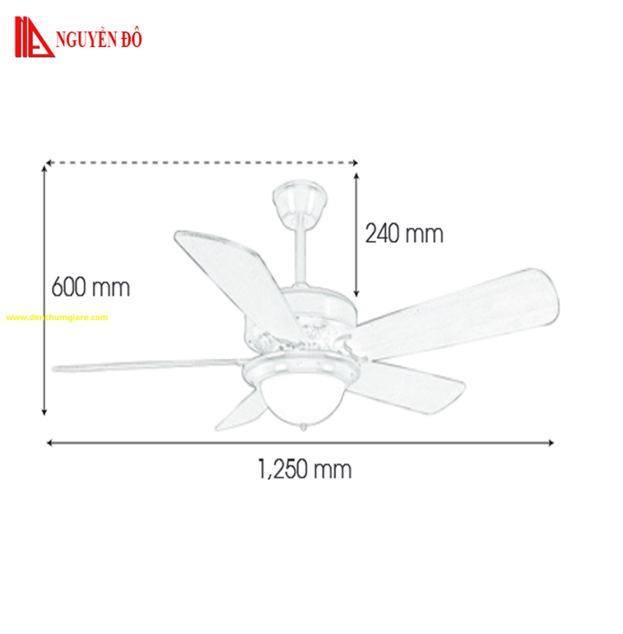 Quạt trần cánh gỗ có đèn QViFa – 606 công suất 40W, động cơ DC, đèn led 3 chế độ ánh sáng, điều khiển từ xa bằng Remote