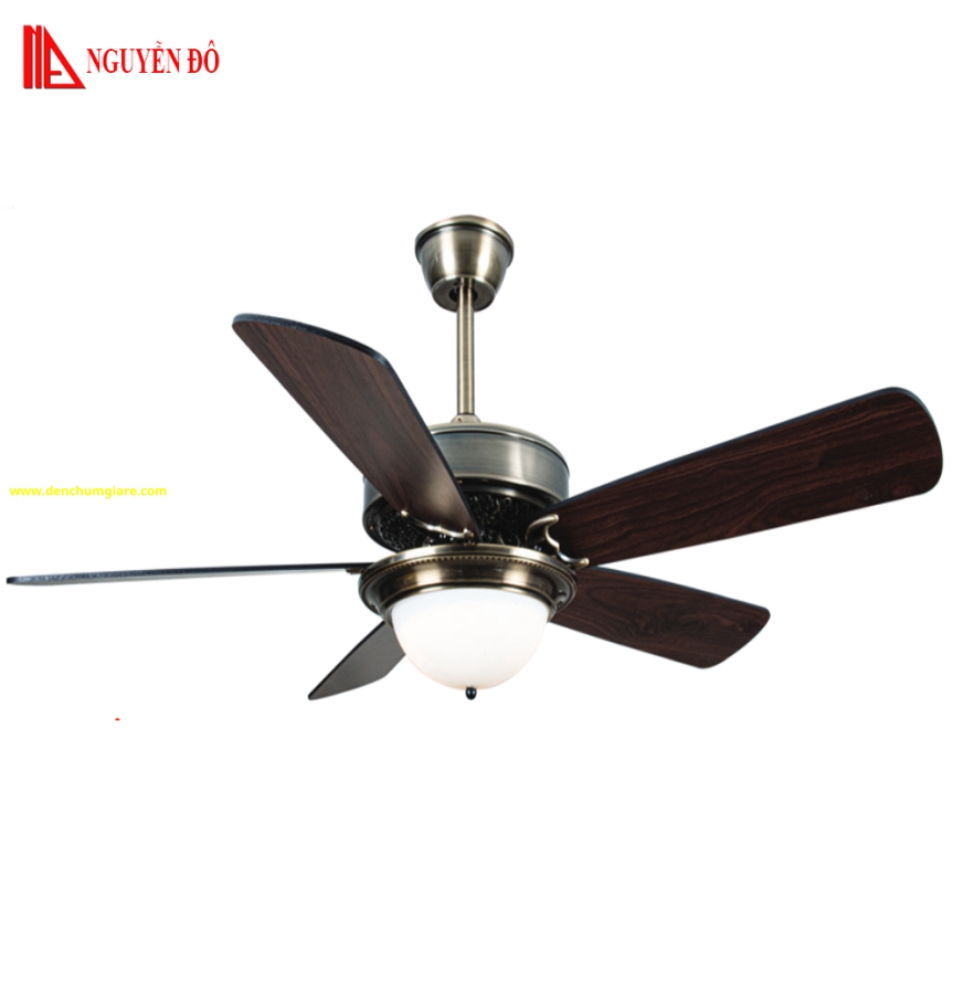 Quạt trần cánh gỗ có đèn QViFa – 606 công suất 40W, động cơ DC, đèn led 3 chế độ ánh sáng, điều khiển từ xa bằng Remote