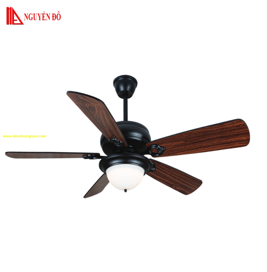 Quạt trần cánh gỗ có đèn QViFa - 73VF236 công suất 40W, động cơ DC, đèn led 3 chế độ ánh sáng, điều khiển từ xa bằng Remote