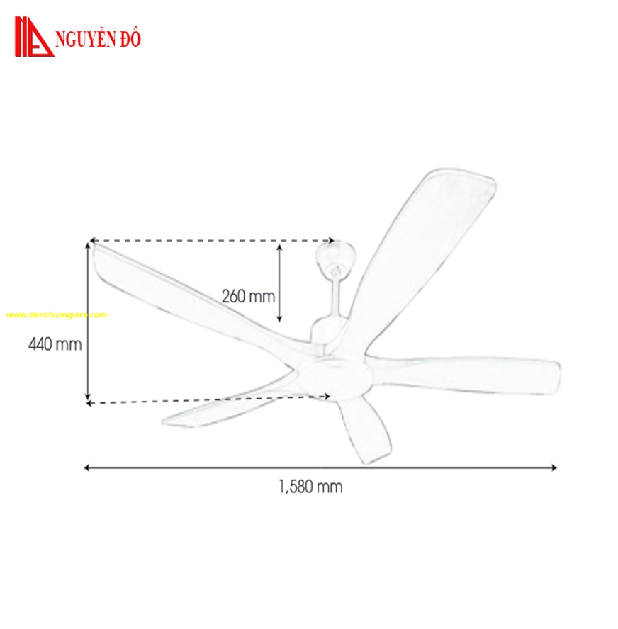 Quạt trần cánh gỗ 5 cánh QViFa – 76 công suất 40W, động cơ DC tiết kiệm điện, điều khiển từ xa bằng Remote