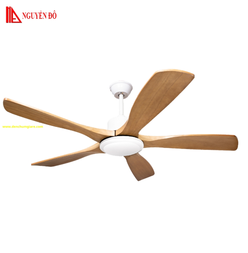 Quạt trần cánh gỗ 5 cánh QViFa - 76VF60 công suất 40W, động cơ DC tiết kiệm điện, điều khiển từ xa bằng Remote
