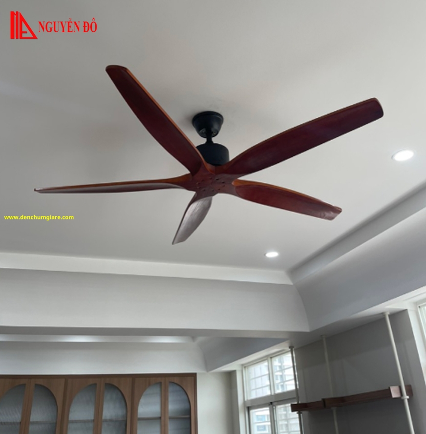 Quạt trần cánh gỗ 5 cánh QViFa – 89 công suất 40W, động cơ DC tiết kiệm điện, điều khiển từ xa bằng Remote