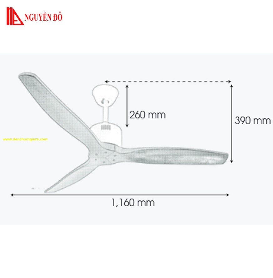 Quạt trần cánh gỗ 3 cánh QViFa – 90 công suất 40W, động cơ DC tiết kiệm điện, điều khiển từ xa bằng Remote