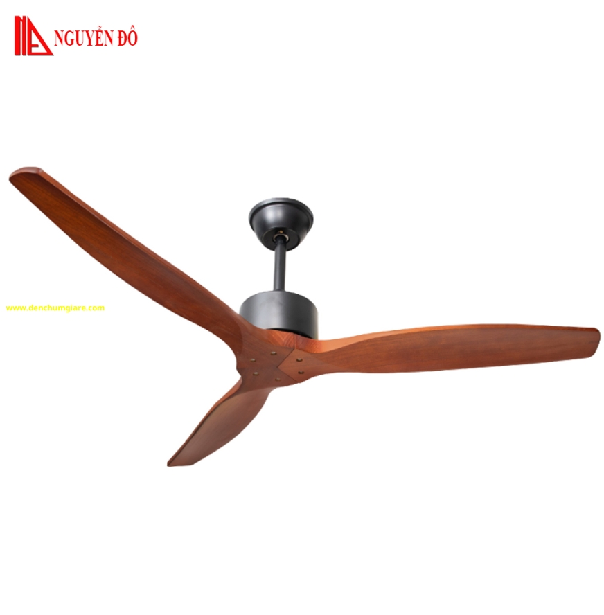 Quạt trần cánh gỗ 3 cánh QViFa – 91 công suất 40W, động cơ DC tiết kiệm điện, điều khiển từ xa bằng Remote