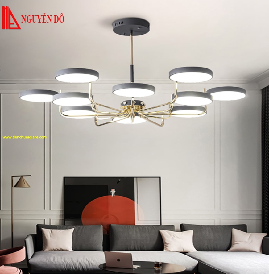 Đèn chùm hiện đại, đèn chùm trang trí TH-8027-21/TH-8029-21, tạo hình bởi 12 vòng tròn Led cao cấp