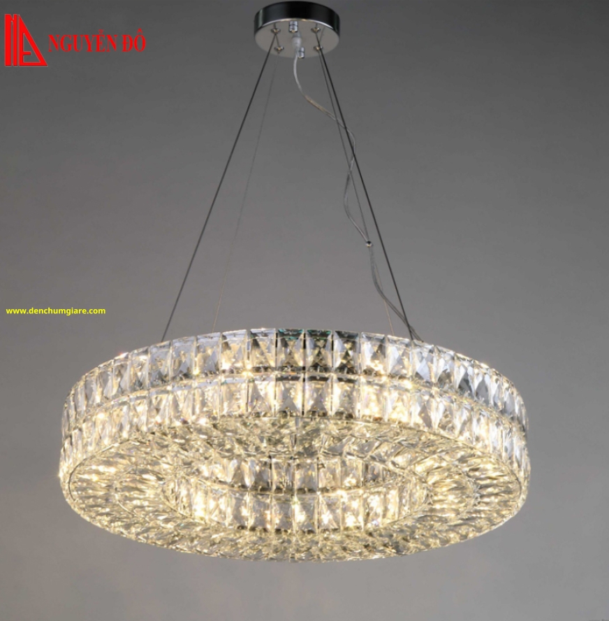 Đèn thả hiện đại, đèn thả pha lê TH-8074/600mm, 3 chế độ ánh sáng, tạo hình với 1 vòng 