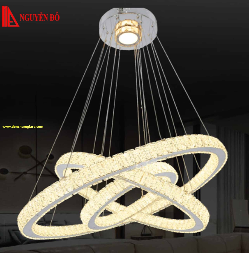 Đèn thả hiện đại, đèn thả pha lê TH-812A-19, 3 chế độ ánh sáng, tạo hình với 3 vòng.