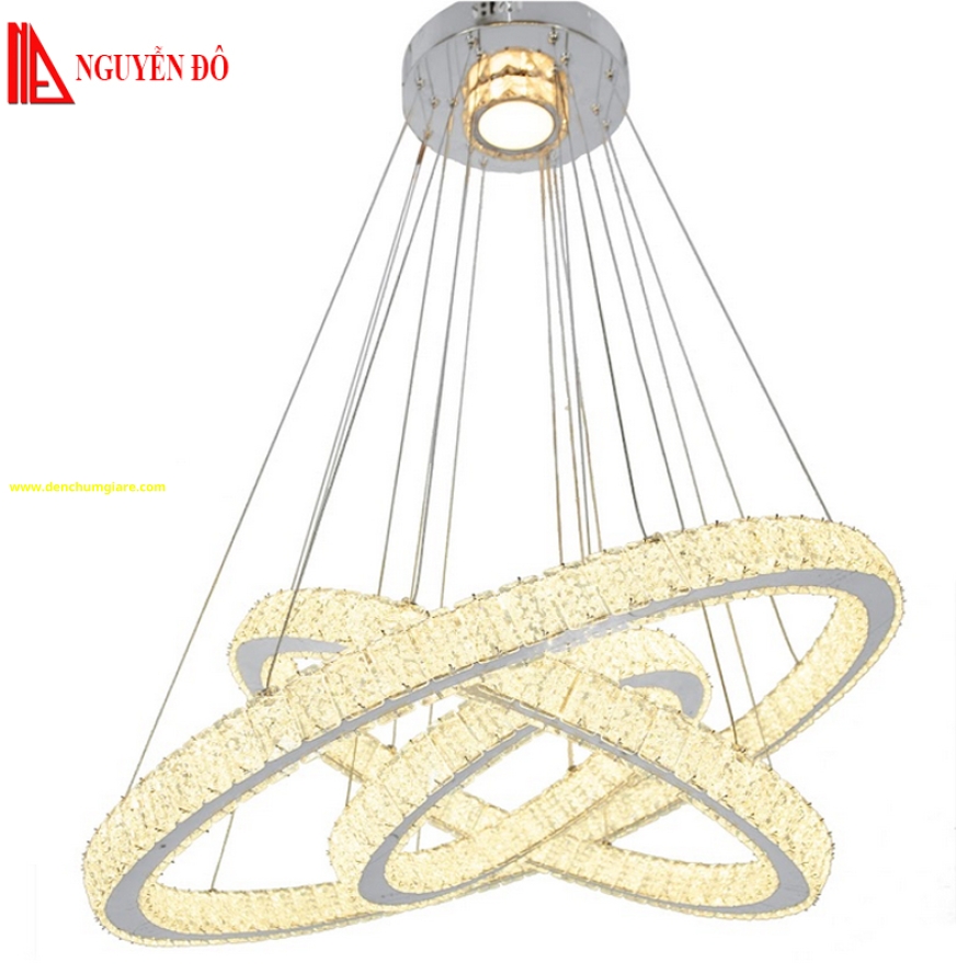 Đèn thả hiện đại, đèn thả pha lê TH-813B-19, 3 chế độ ánh sáng, tạo hình với 3 vòng.